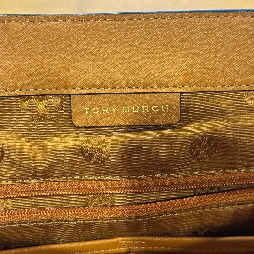 Tory Burch Cognac Saffiano Leather Large Zip Tote Bag - Picture 5 of 12